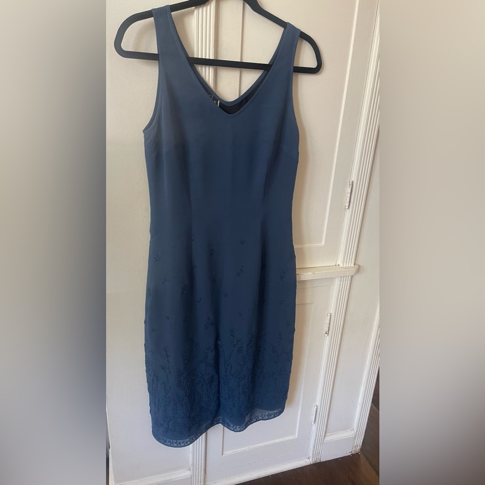 Selia Yang New York City Women’s Blue Sequined Sleeveless Sheath Side Zip Lined